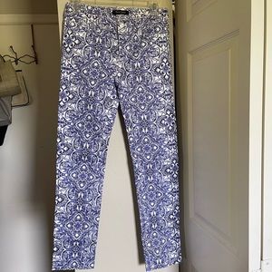White House Black Market Blue And White Slim Ankle Pants Size 0R